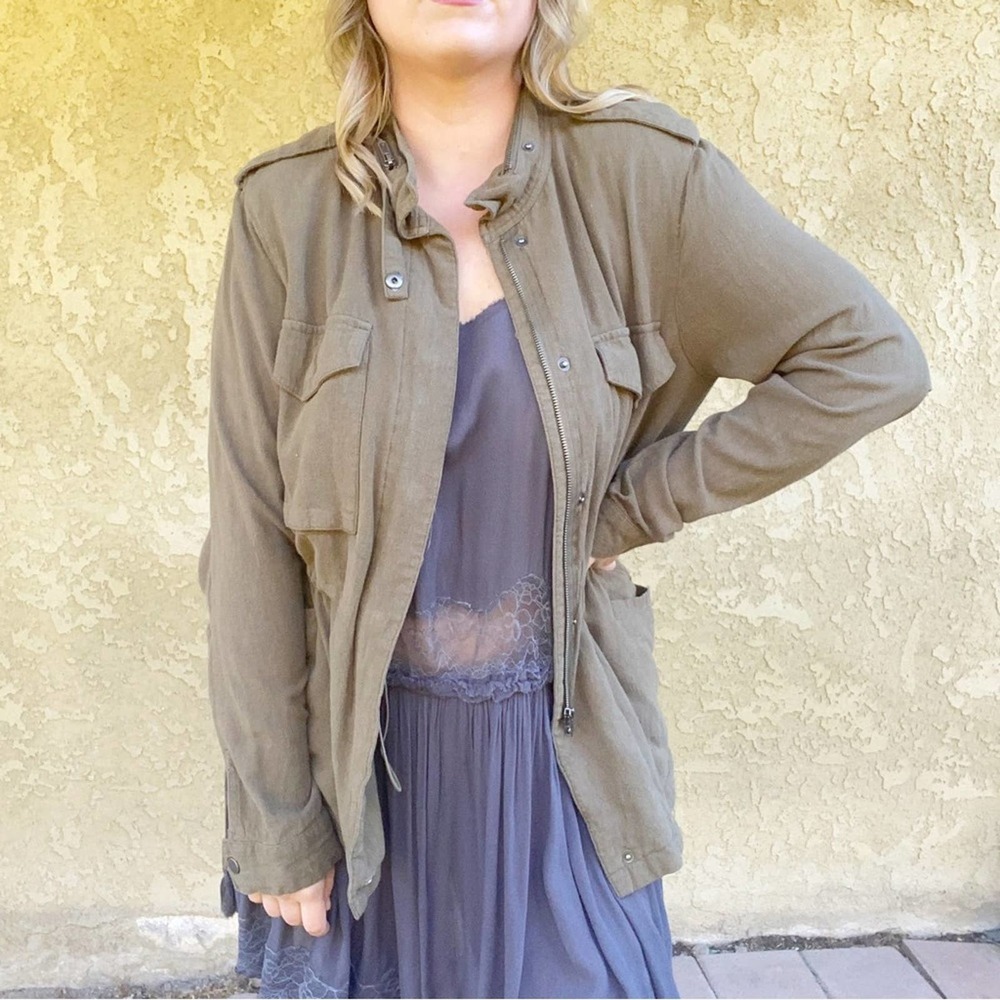 Thread & Supply olive green utility army style casual women's jacket Sz L